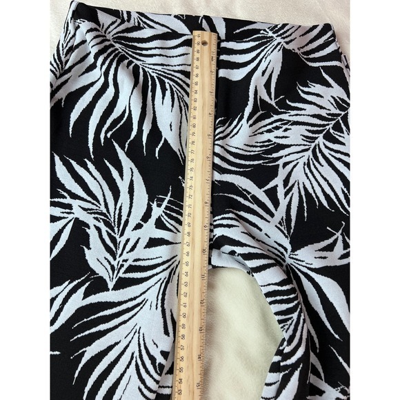 ZARA Matching Set High Waist Flare Pants and Top B&W Plam Print Jacquard Size M - Picture 12 of 13